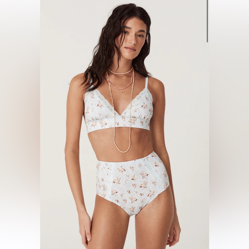 NWT Spell Fleur Lace High Waisted Brief in Teapot Blue